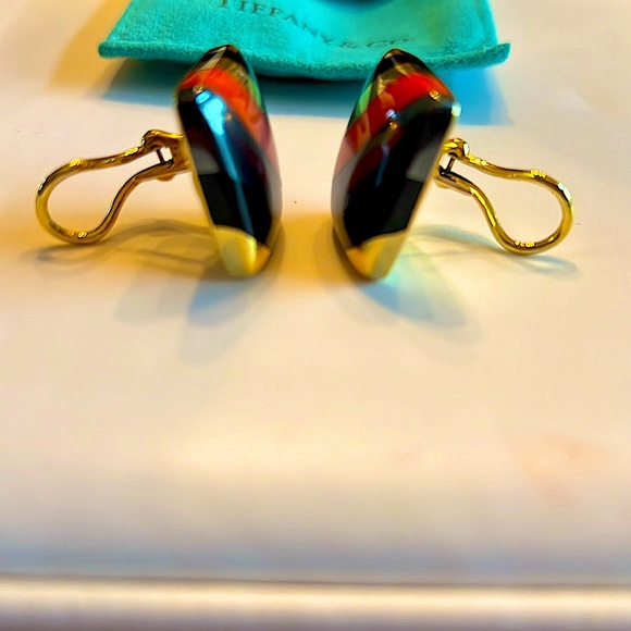 Rare 🔥Tiffany Earrings.Angela Cummings 18KYG.Coral,Black Jade&Hematite.Stamped. - Picture 4 of 12